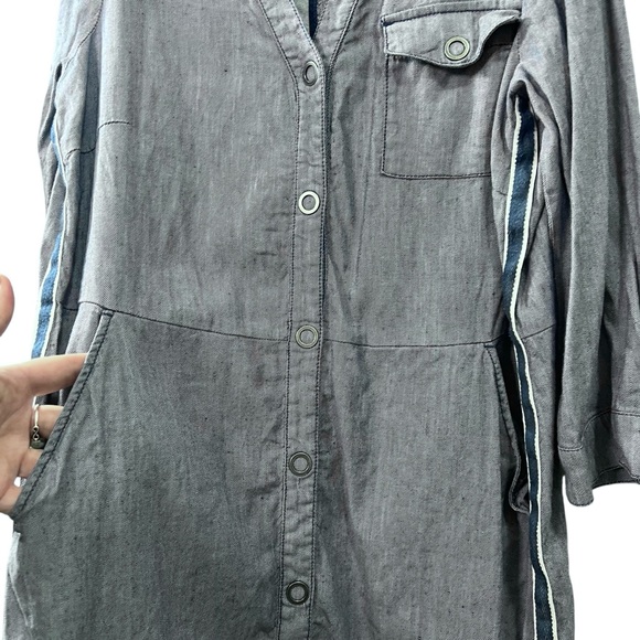 Sandwich • Cotton Linen Snap-Front Tunic Dress with Pockets Size 40 - Picture 6 of 9